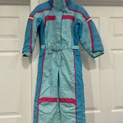 Children’s Spyder One-Piece Snowsuit / Ski Suit – Blue & Pink (Size 8)