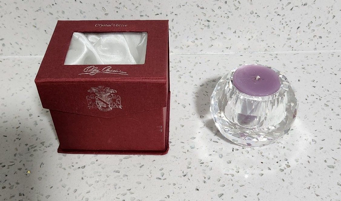 Vintage Oleg Cassini Boxed Crystal Votive Candle, Gift For Wedding, Anniversary, Birthday. Collectors Gem