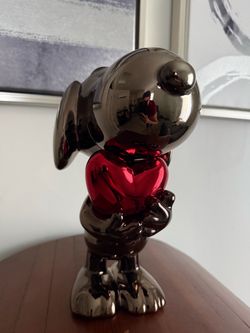 Snoopy Heart figure - 12.6”  32cm - Ivory Black - silver