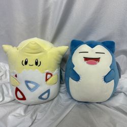 Pokemon Snorlax & Togepi Squishmallows  10 Inch Plush - NWT