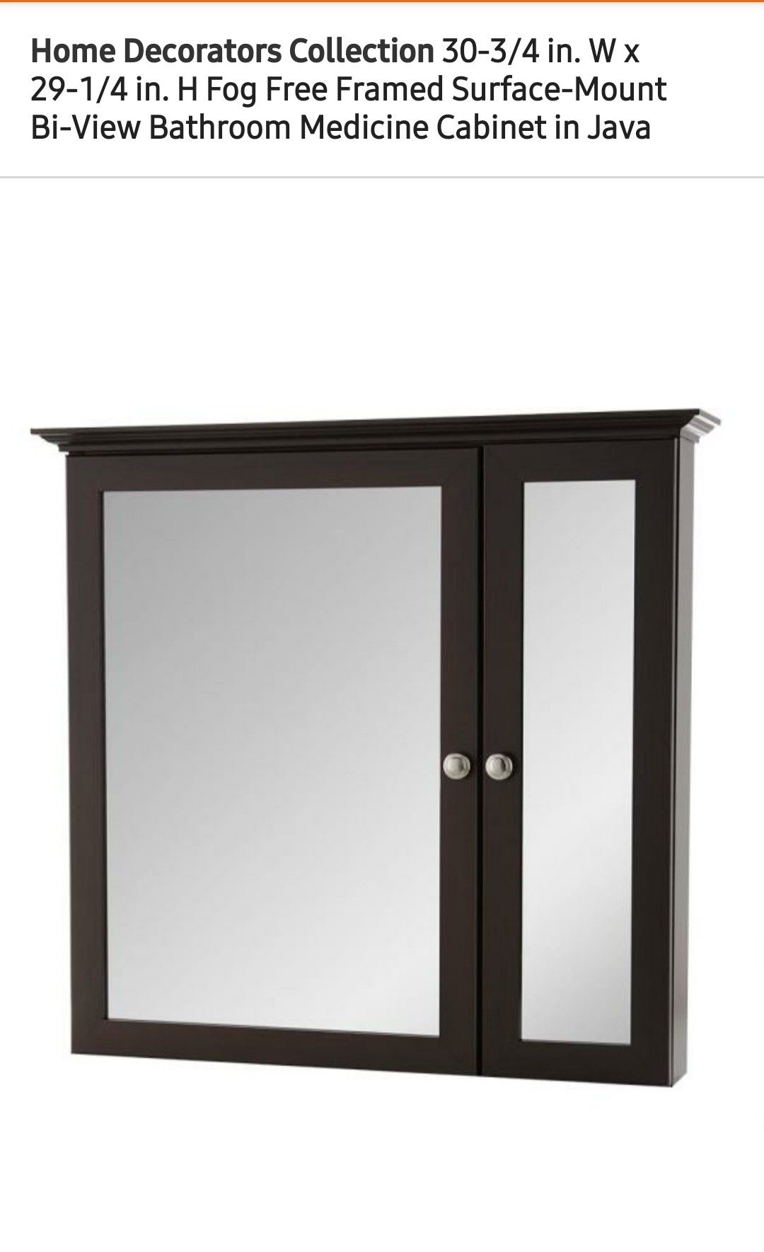 New Home Decorators Fog Free Framed Medician Cabinet, Retail $100!!! - $50 (