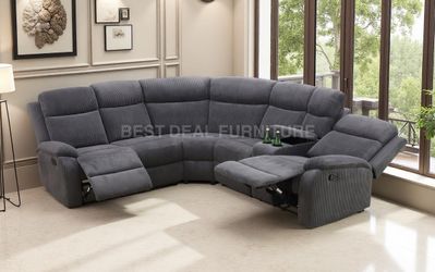 Gray recliner sectional couch