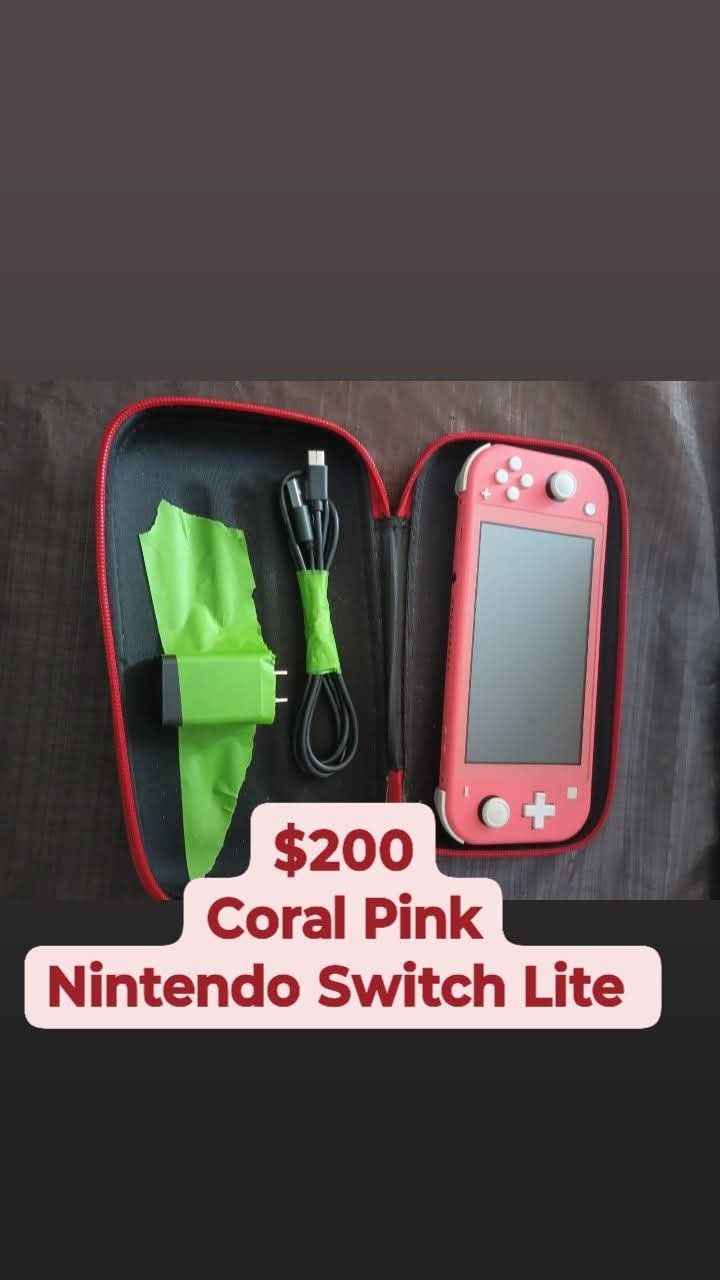 Nintendo Switch Lite Coral Pink And Case