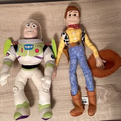 RARE Vintage 1990’s Disney Pixar Plush Buzz Lightyear And Plush Woody Dolls