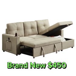 Free Local Drop Off Brand New Couch 🛋️ USB port ✅  Pull out bed ✅  Cup holders ✅  Reversible L ✅  Side Pocket ✅  Storage Underneath ✅