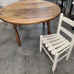 Child's Wooden Table and Chair Set