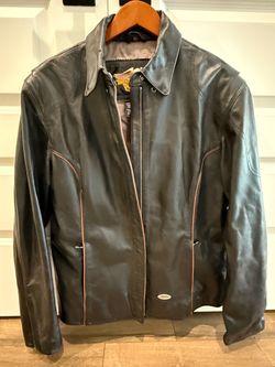 Harley-Davidson Motorcycle Leather Black Leather Zip-Up Jacket Size XL