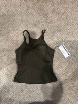 Girlfriend Collective Olive Green Wrap Tank Top Medium NWT