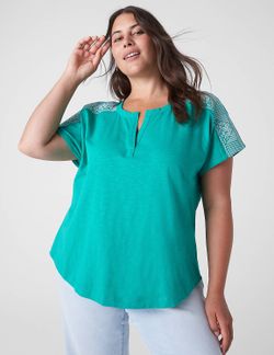 Lane Bryant Notch-Neck Embroidered-Shoulder