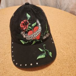 Vintgage Harley Davison Black Baseball Cap With Gems And Rose From ST. THOMAS