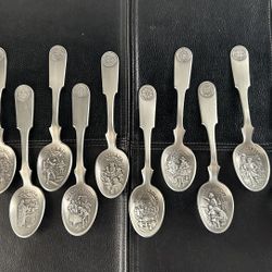 Pewter Franklin Mint Bicentennial Original 13 Colony Spoons