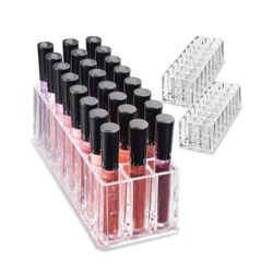 Acrylic Tall Lip Gloss Organizer 2pk Holds 48 NEW!! NIB