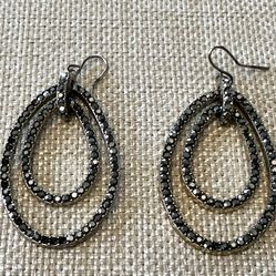 Pewter Rhinestone Earrings