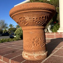 Vintage Pedestal Planter Terracotta Weathered Patina Pot Garden Unique Stand Plants Trees Succulents 