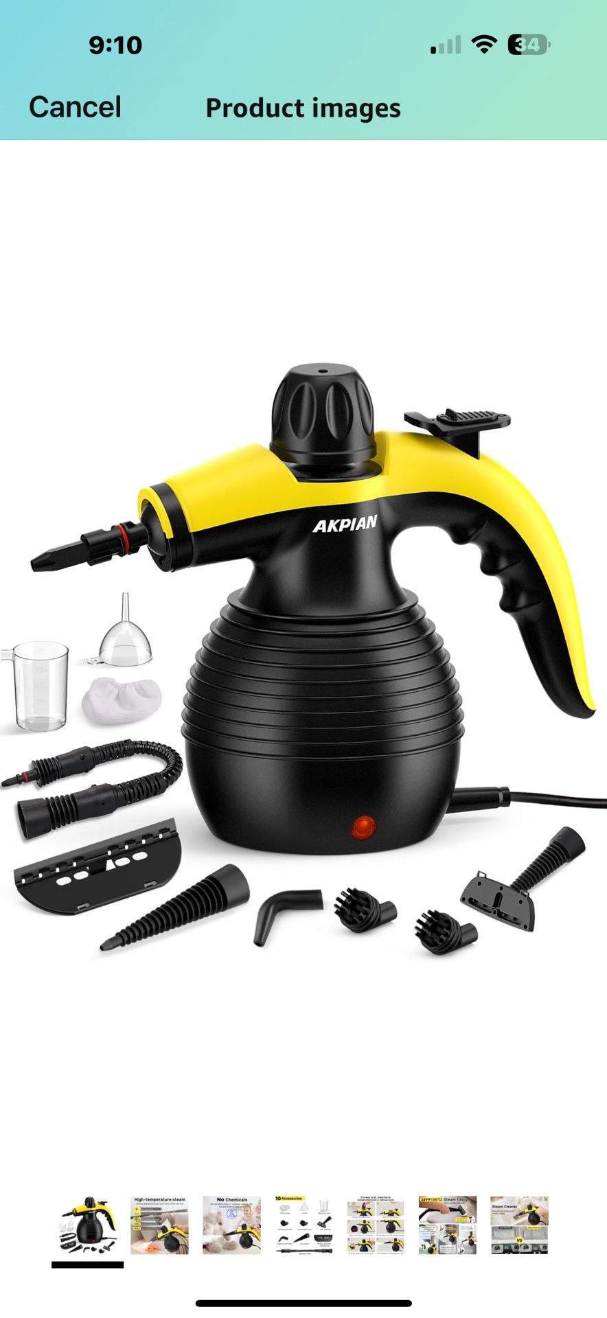 Handheld Steam Cleaner, Steamer for Cleaning, Multipurpose Portable Steam Cleaners for Home Use with Safety Lock and 10 Accessory Kit to Remove Grime,