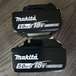 2- Makita 5.0 Batteries New  