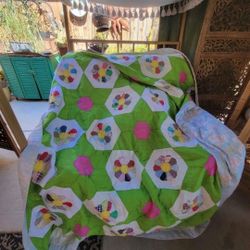 Vintage Boho Bohemian MCM 70s Patchwork Quilt