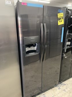 Frigidaire side by side in dark stainless