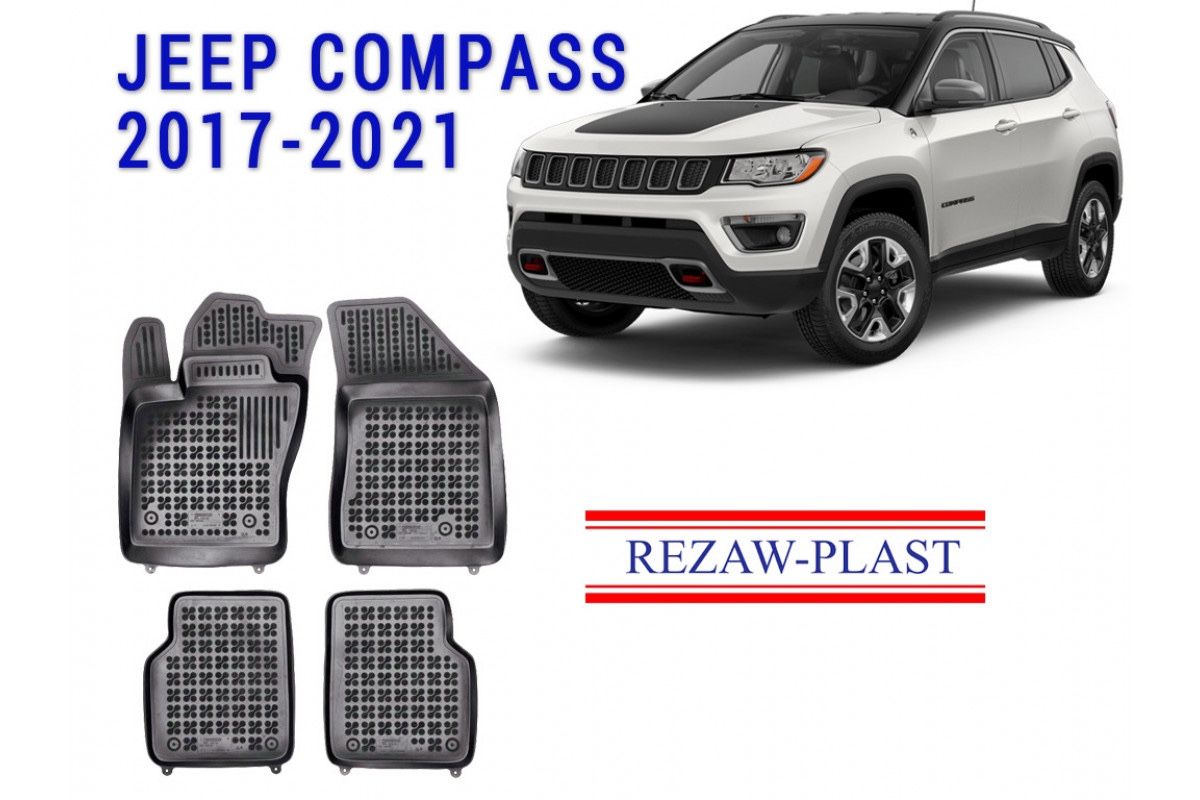 REZAW PLAST Floor Mats for Jeep Compass 2017-2022 Custom Fit Floor Liners & Cargo Mat All Weather Odorless 