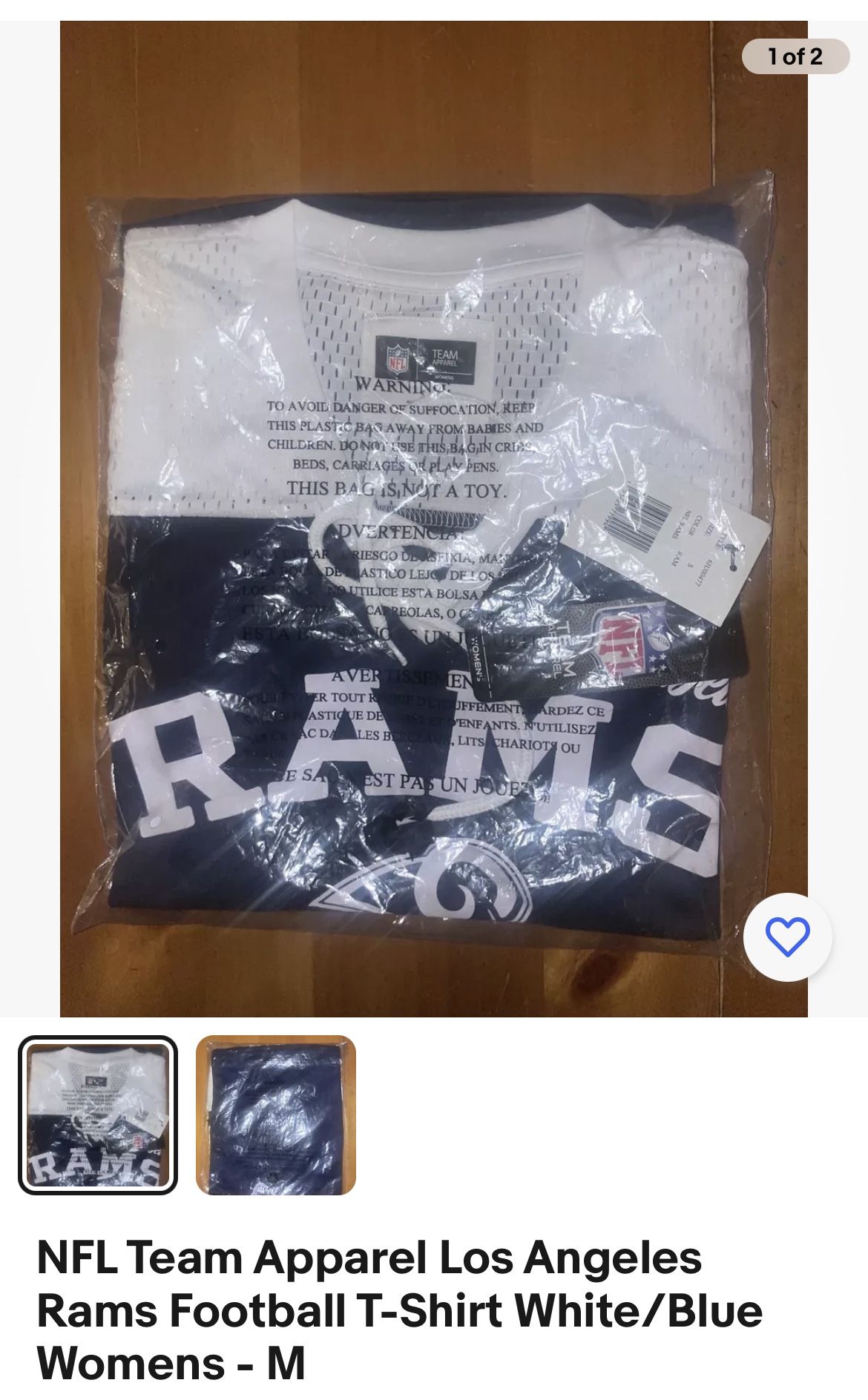 LA Rams NFL Team Apparel Los Angeles Rams Football T-Shirt White/Blue Womens - M