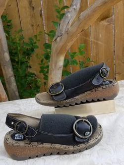 Fly London Leather wedge Sandals. Size 39/9 US