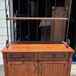 Vintage Baker rack iron solid wood bar cart storage rack with drawers/hang L42”*D20”*H72”(address ⬇️ 👇delivery 🚚 available within 15 miles with extr