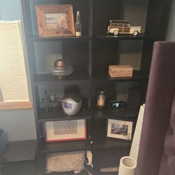 (2) Espresso Modern Shelving Shelf Units