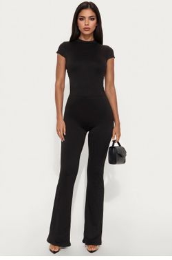 Savanna Short Sleeve Open Back Jumpsuit - Black
