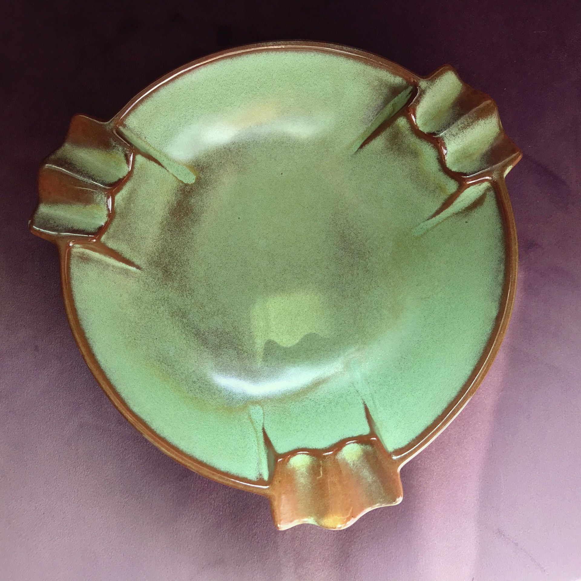 Vintage Frankoma Pottery Ashtray - Prairie Green #458