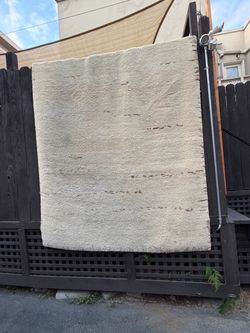 Large Cream Shag Area Rug