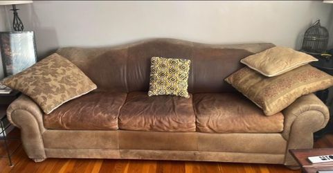 Leather, convertible, sofa bed and matching 