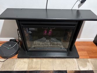 Black Electric Fireplace Heater with Glass Doors