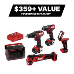 SKIL 5-Tool Brushless Power Tool Combo Kit (2-Batteries Included and Charger Included) 