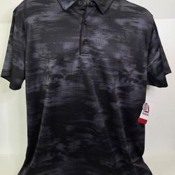 Reebok Black Print Performance Polo Mens Large 