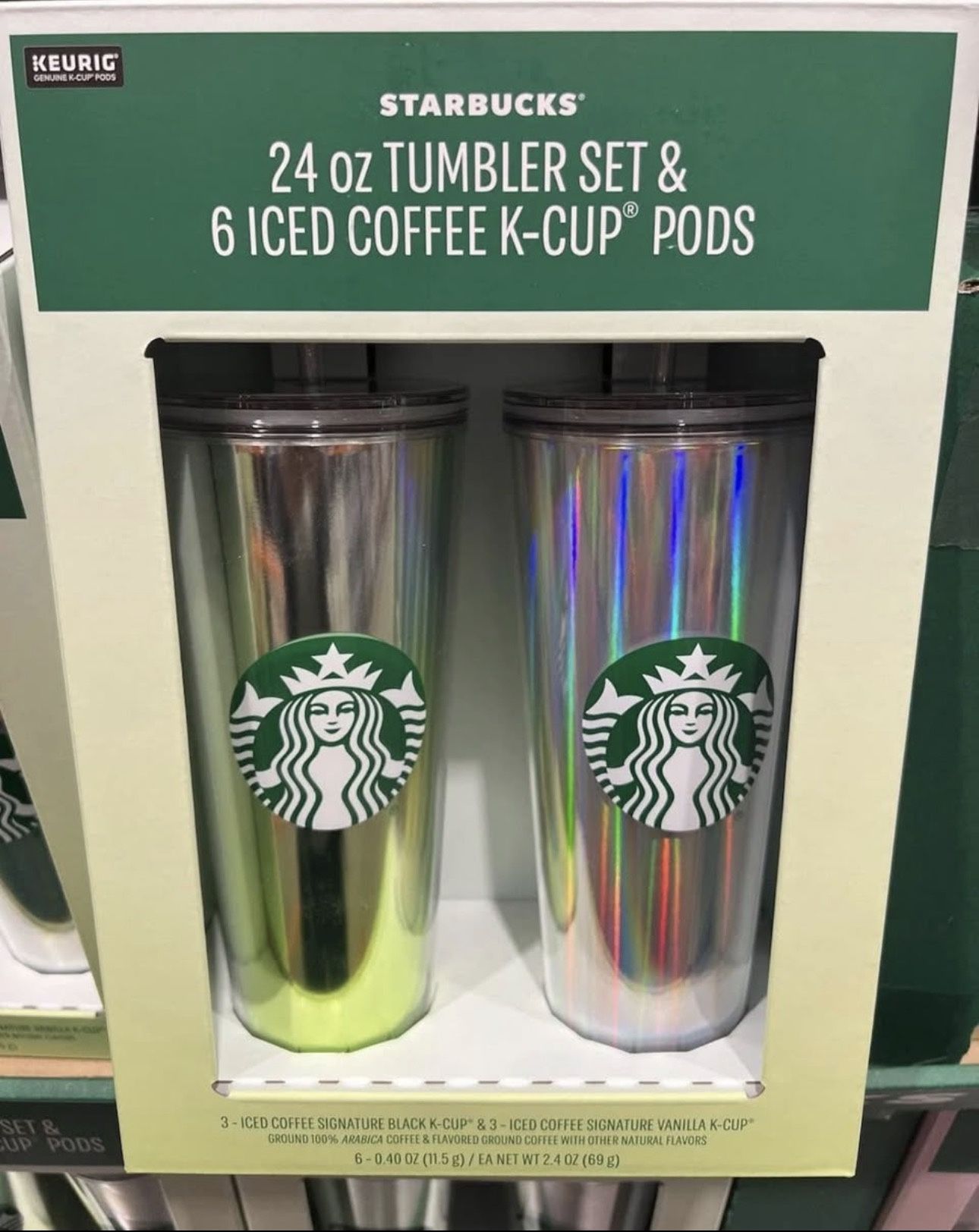Starbucks 2-pk 24 Oz Tumbler Set with 6 Iced Coffee K-Cup