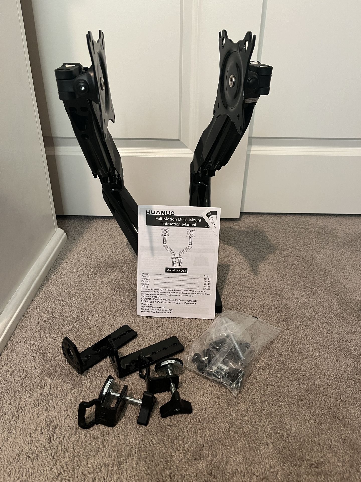 HUANUO DUAL MONITOR FULL MOTION DESK MOUNT FOR 13. 27 SCREENS MODEL