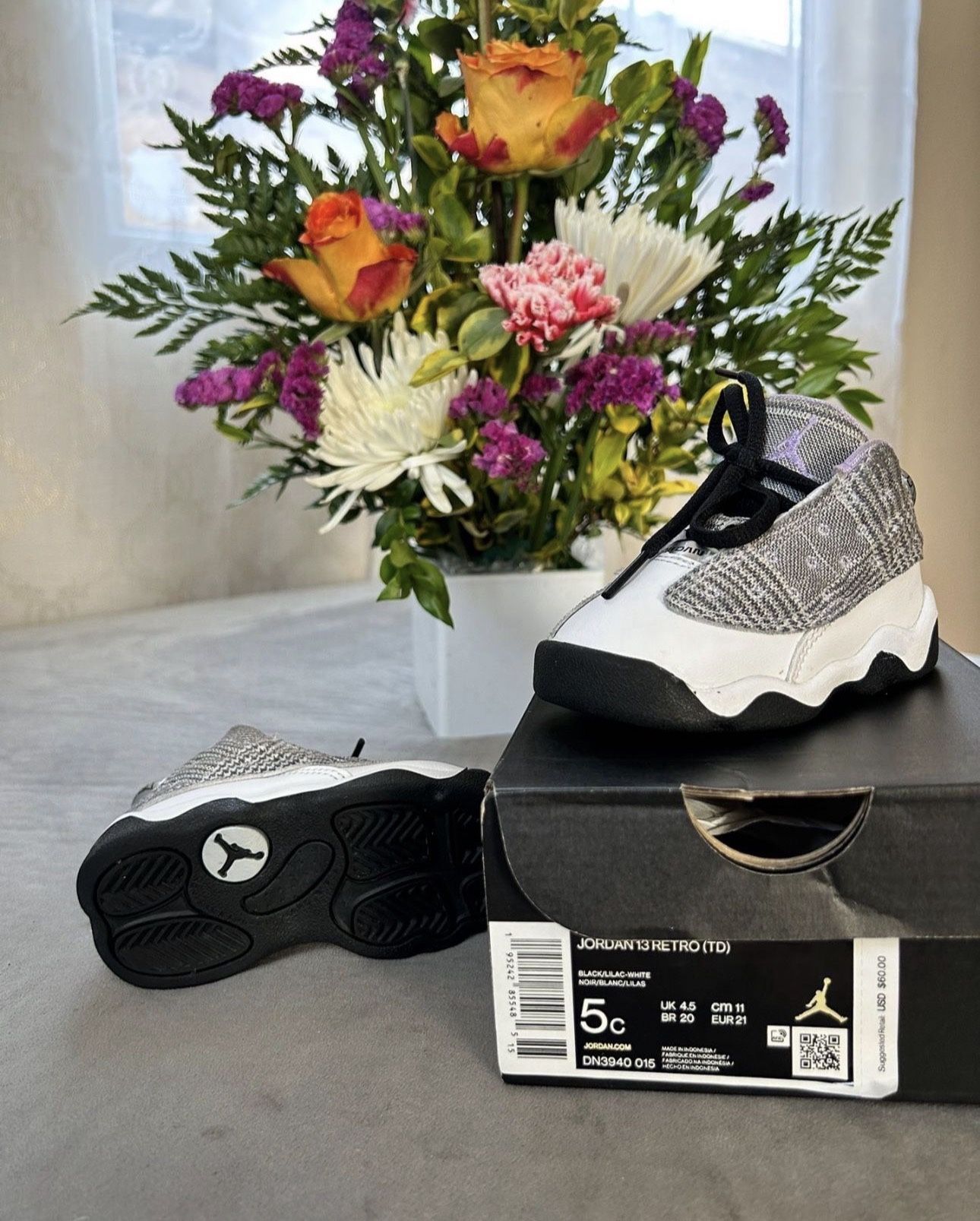 Jordan 13 Retro Black White Lilac 5c Baby Toddler