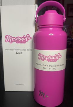 Brand New - Mermaid Straw - Stainless Steel Isolated Bottle 32 Ounces