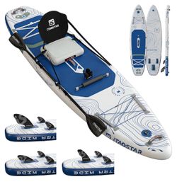 Adventure 12'× 35"/39" Inflatable Stand Up Paddle Board with Seat, Extra Wide SUP Board with 5 Fins Stable Design for Familly, Youth, All Skill Levels