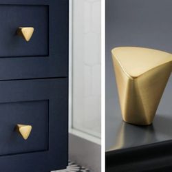 NEW West Elm (Set 6) Gold Abstract Triangle Cabinet Knobs Drawer Pulls Hardware