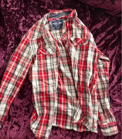 Ecko Unltd Plaid Button-Up Shirt Large AND Black Button-Up Shirt Large