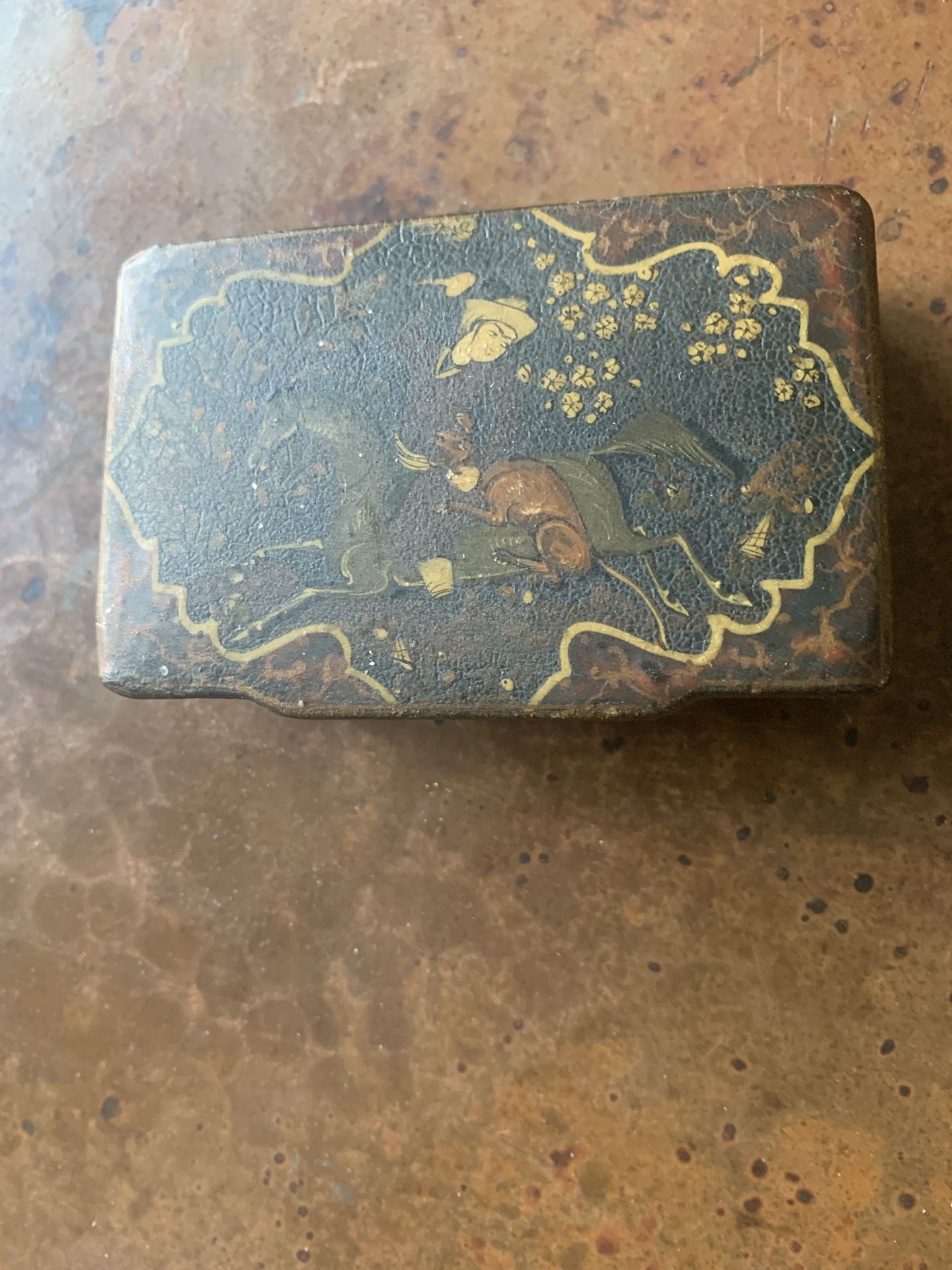 Antique Papier Mache Snuff Box