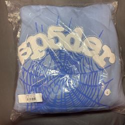 Sp5der Web Hoodie Light Blue Size Large