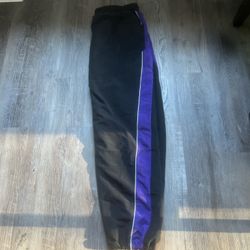 Athletic black and purple track pants