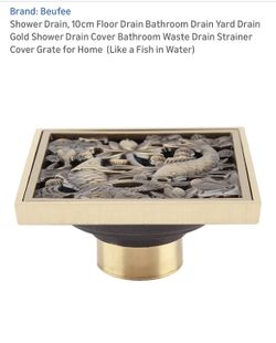 Shower Drain, 10cm Floor Drain Bathroom Drain Yard Drain Gold Shower Drain Cover Bathroom Waste Drain Strainer Cover Grate for Home (Like a Fish in