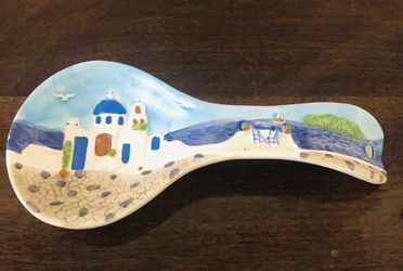 Greek Hand Painted Spoon Rest—-New