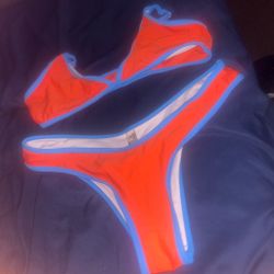 Orange and Blue Two-Piece Bikini Set