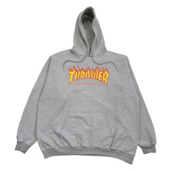 THRASHER MAGAZINE HOODIE 2XL XXL FLAMES LOGO SWEATSHIRT PULLOVER SKATER GRUNGE