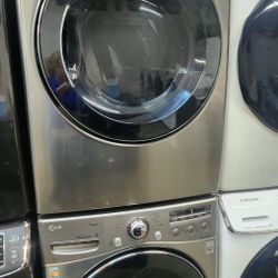 LG SET STEAM WASHER AND ELECTRIC DRYER STAINLESS STEEL 