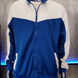 Men's Track Jacket XL Blue White Full Zip 